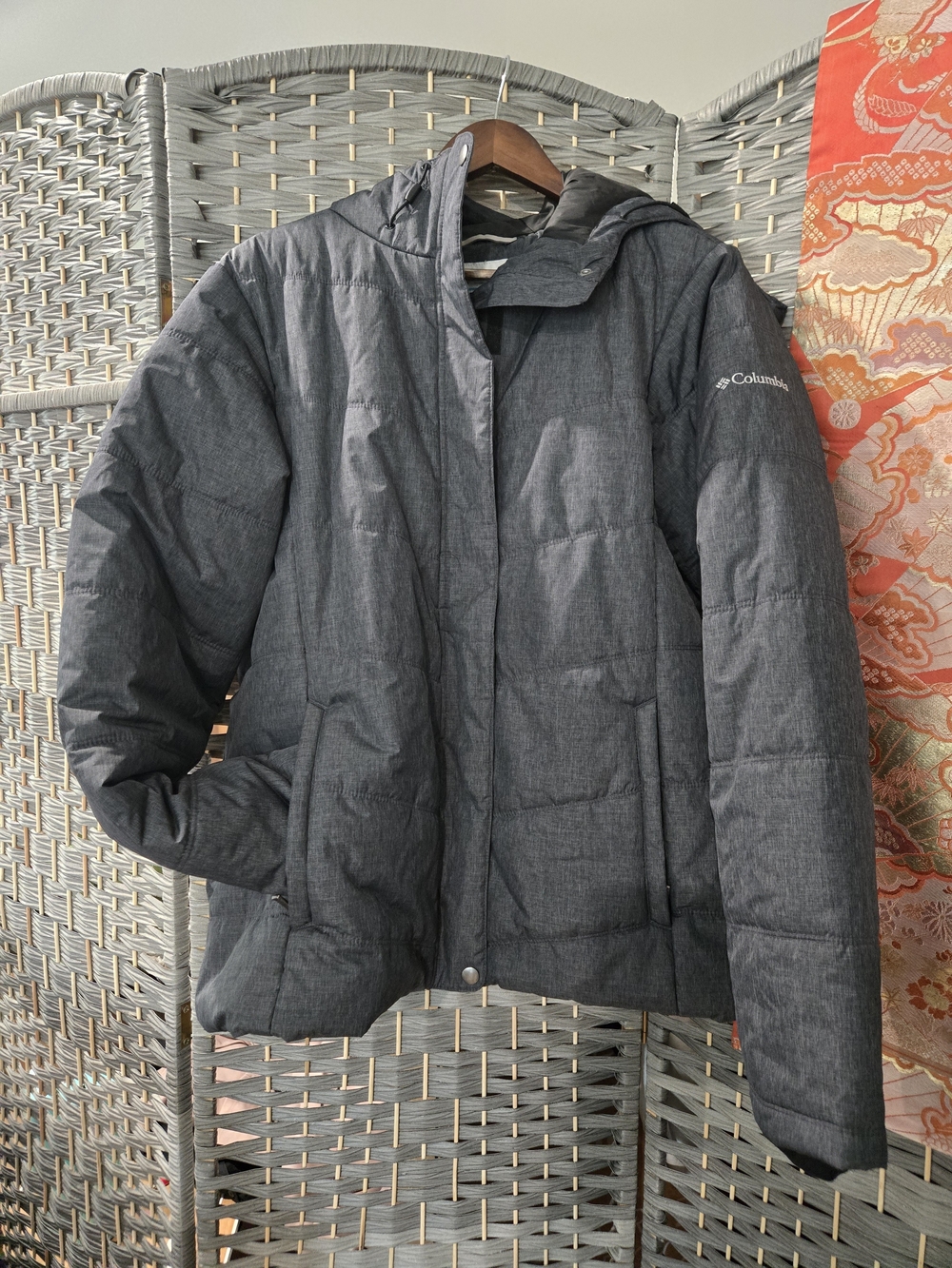 Columbia Charcoal Gray Hooded Insulated Puffer Jacket XL